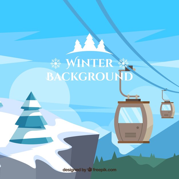 Winter background with a funicular