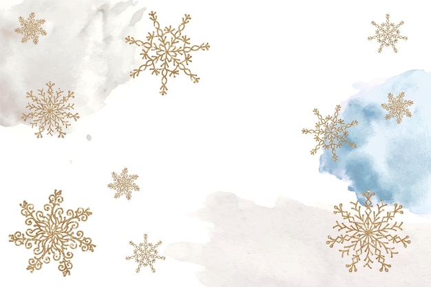 Winter background with golden snowflakes