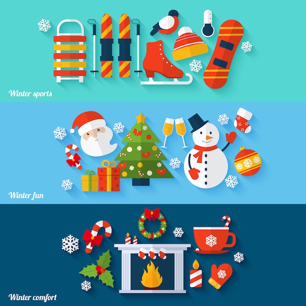 Free vector winter banners set