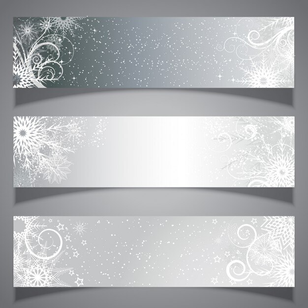 Зимние тематические баннеры со снежинками и звездами