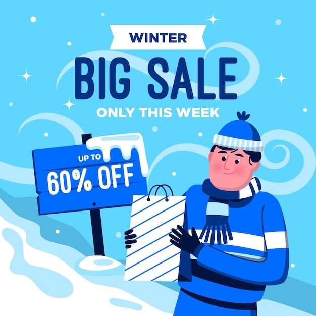 Бесплатное векторное изображение Зимняя большая распродажа иллюстрация