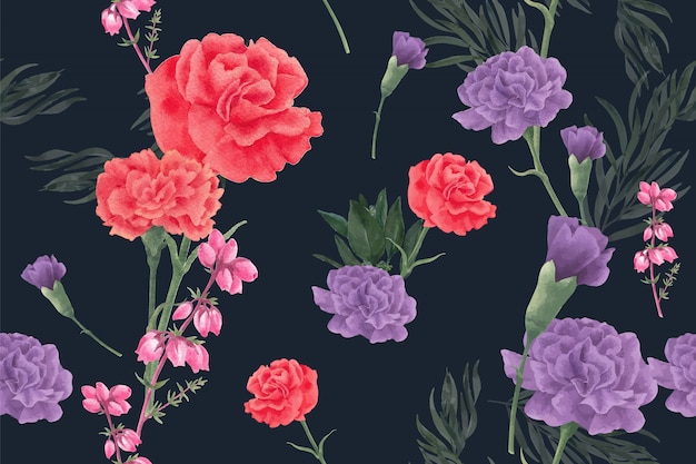 Free vector winter bloom pattern with peony