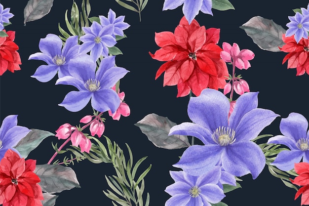 포 인 세 티아와 겨울 꽃 패턴