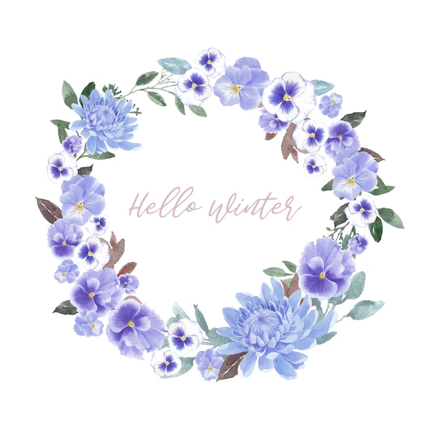 Free vector winter bloom wreath with chrysanthemum, orchid