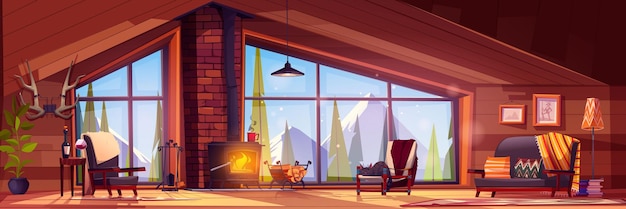 Free vector winter cabin interior