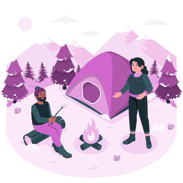 Free vector winter camping concept illustration