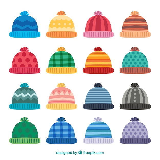 Winter cap collection of 16