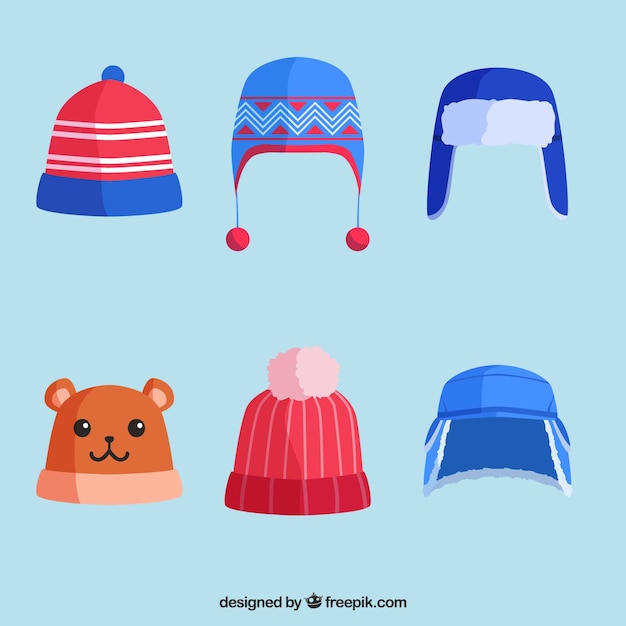 Winter cap collection of six