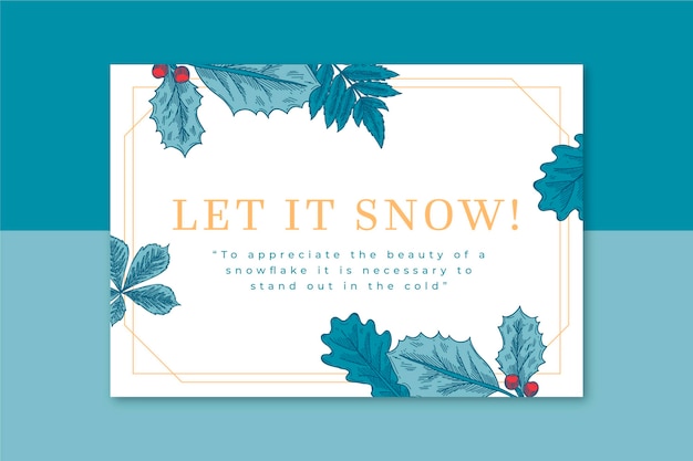 Free vector winter card template with leaves