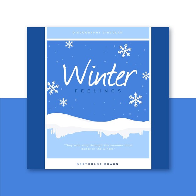 Winter cd cover template with snowflakes