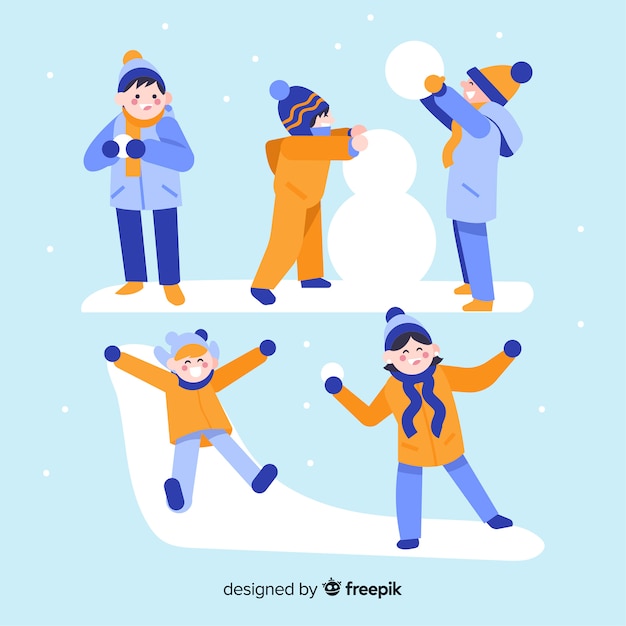 Free vector winter children collection