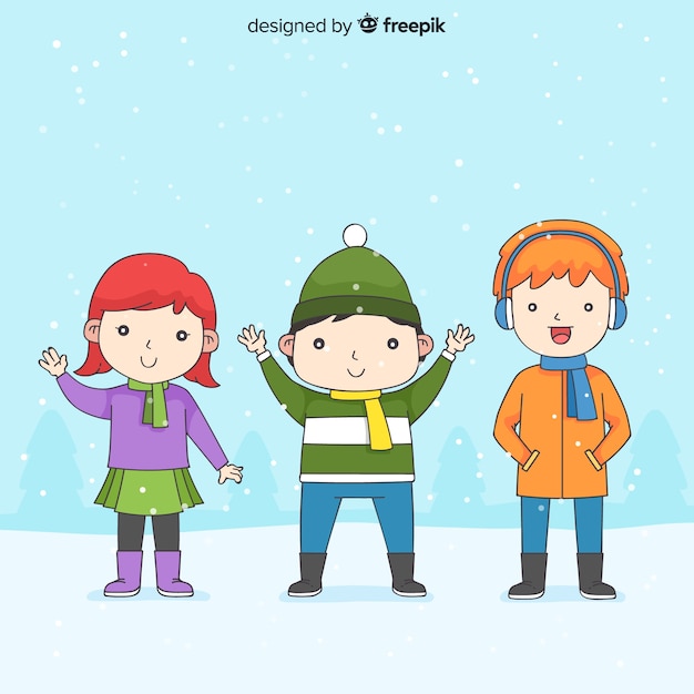 Free vector winter children collection