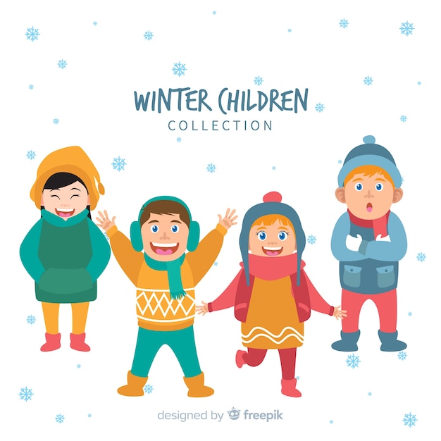 Vettore gratuito collezione per bambini invernali