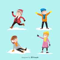 Free vector winter children collection