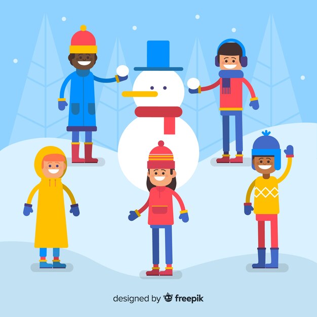 Free vector winter children collection