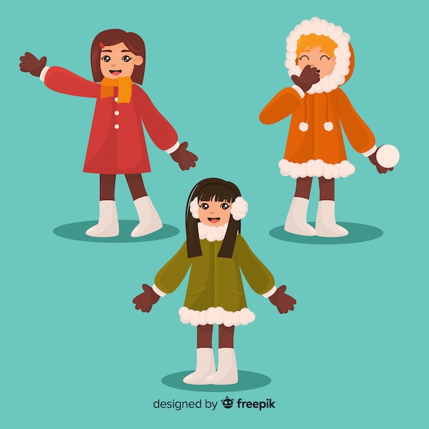 Free vector winter children collection