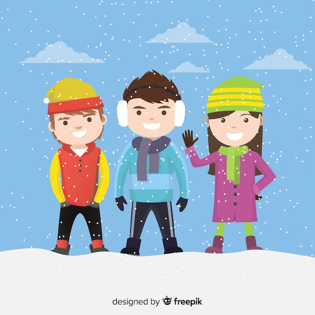 Free vector winter children collection