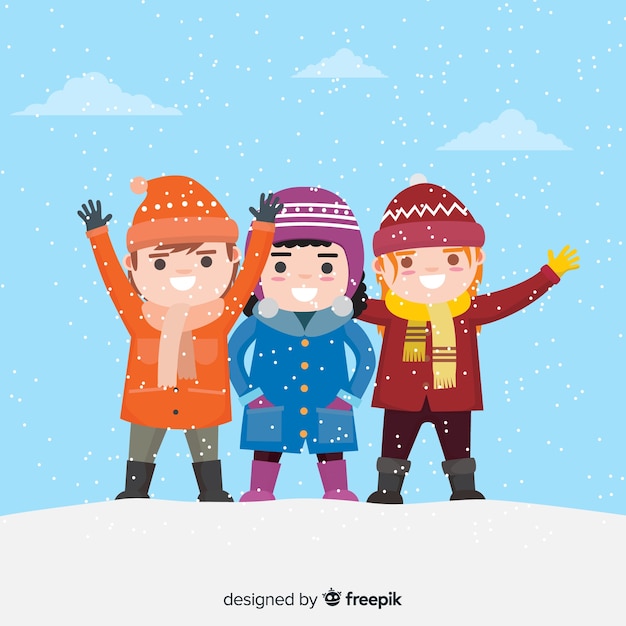 Free vector winter children collection