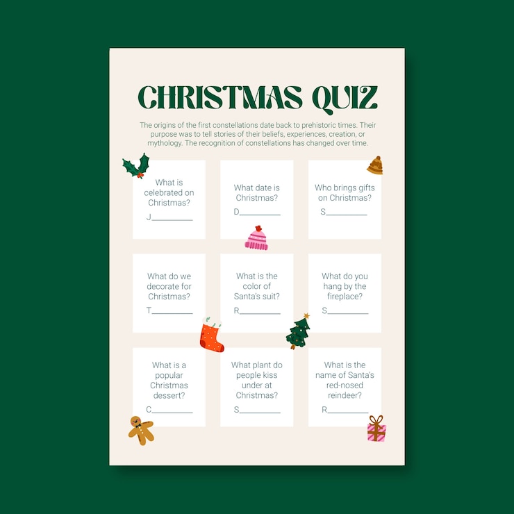 Free Vector winter and christmas worksheet template design
