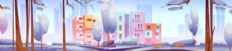 Free Vector winter city district outdoor cityscape territory