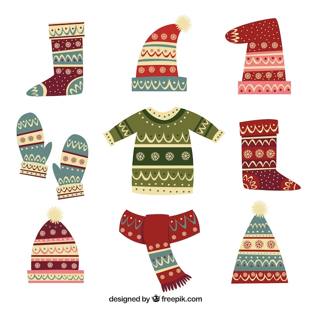 Free vector winter clothes collection