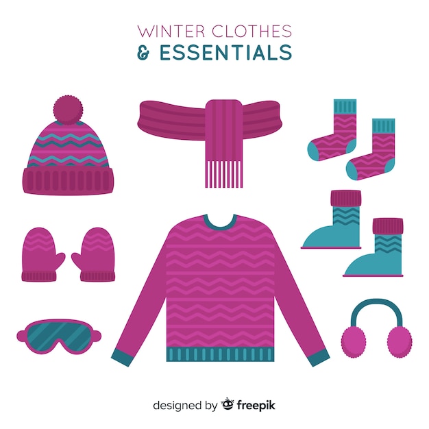 Free vector winter clothes essentials background