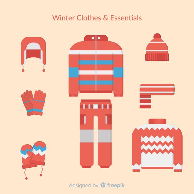 Free vector winter clothes and essentials collection