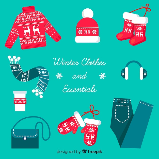 Free vector winter clothes and essentials collection