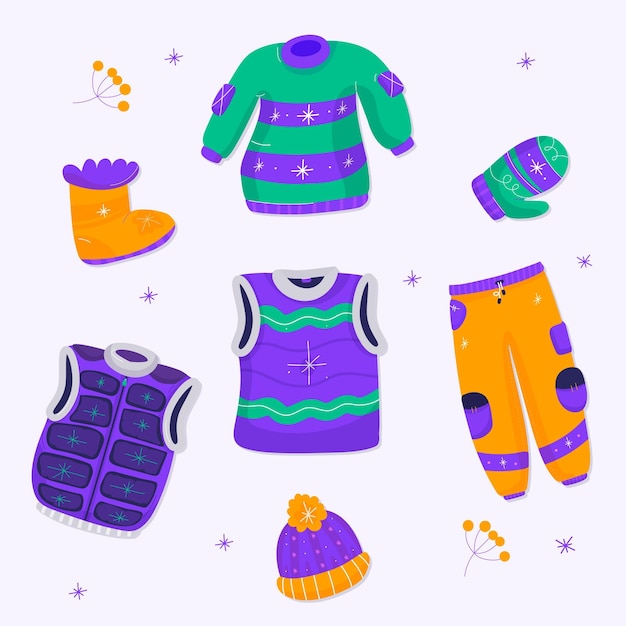 Free vector winter clothes and essentials set