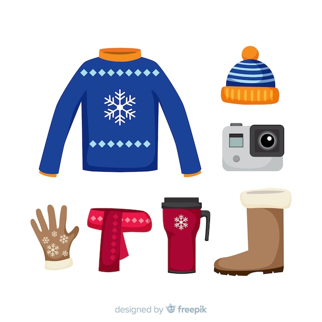 Free vector winter clothes & essentials