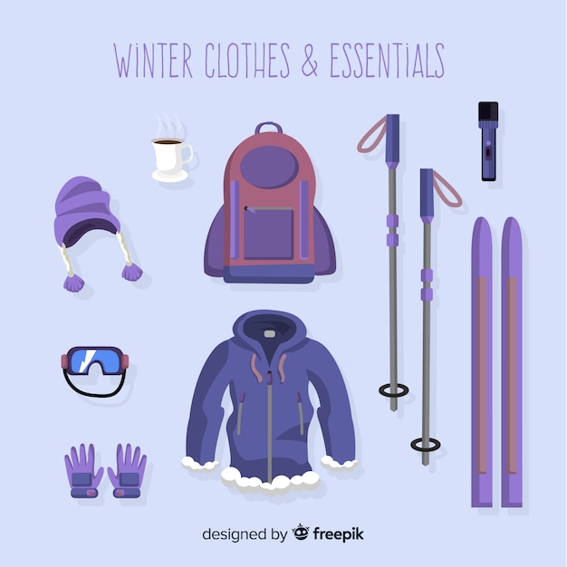 Free vector winter clothes & essentials