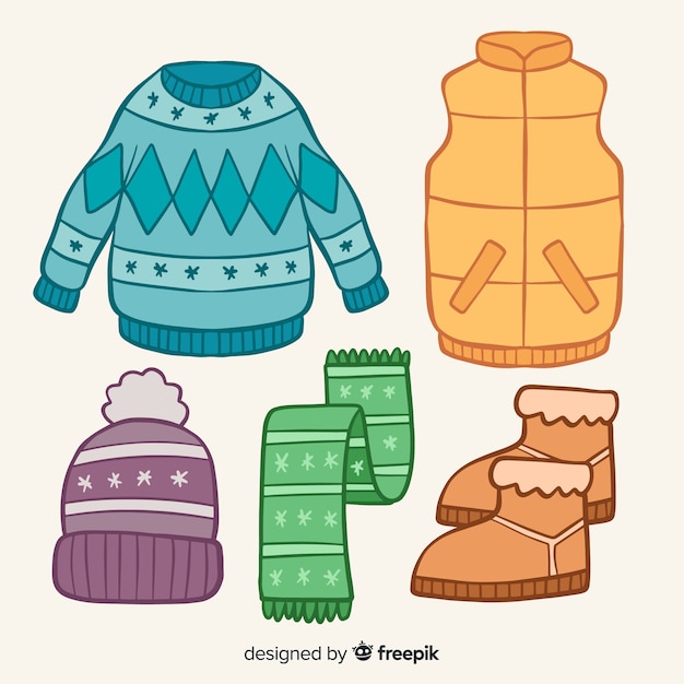 Free vector winter clothes & essentials