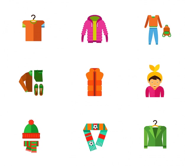 Free vector winter clothes icons collection