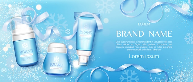 Winter cosmetic tubes and cream jar  line