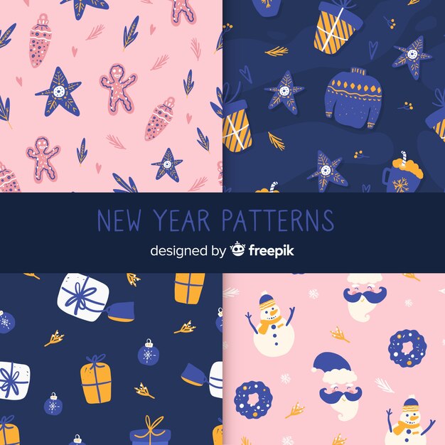 Winter elements new year pattern colecction