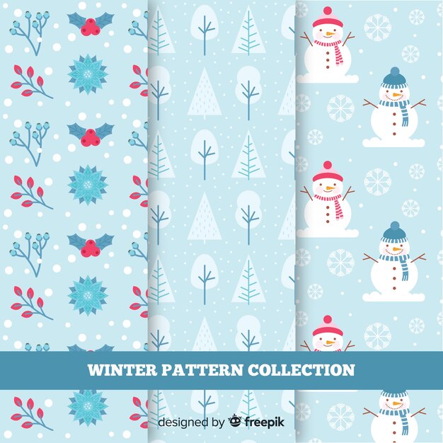 Winter elements pattern collection