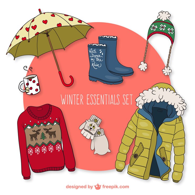 मुफ़्त वेक्टर winter essentials set