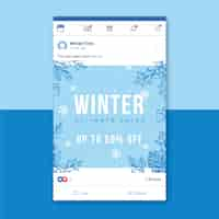 Free vector winter facebook post with snowflakes