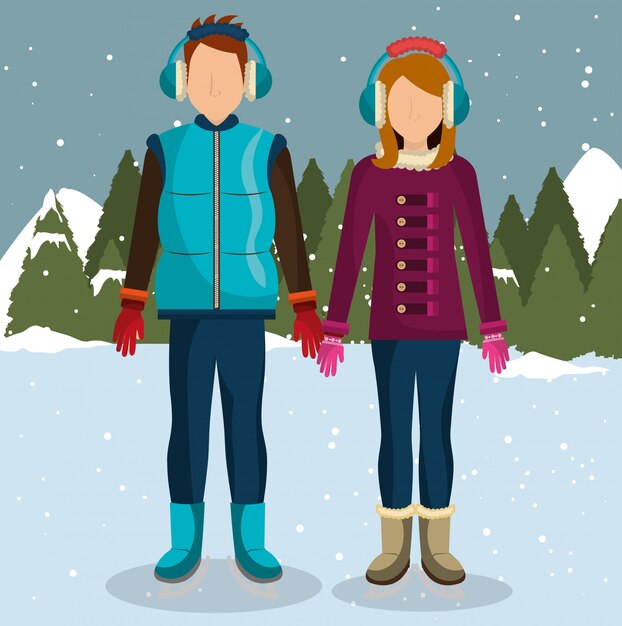 Бесплатное векторное изображение Зимняя мода одежда и аксессуары