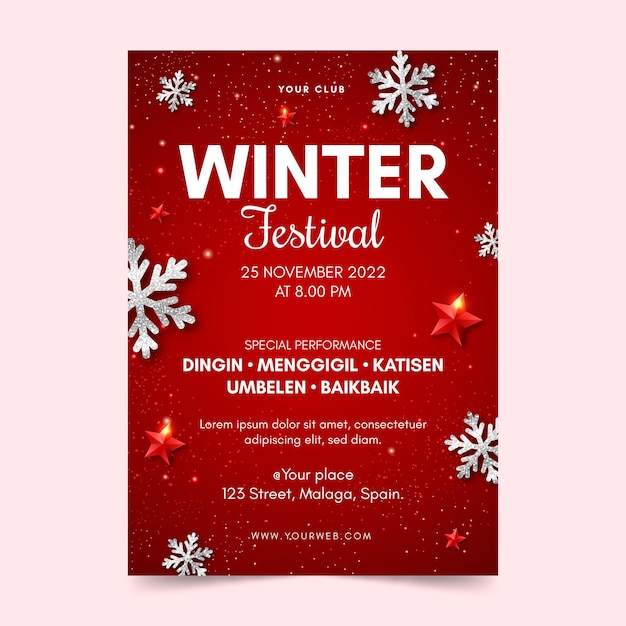 Free vector winter festival flyer template