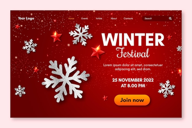 Free vector winter festival landing page template