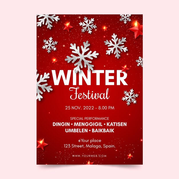 Шаблон плаката зимнего фестиваля