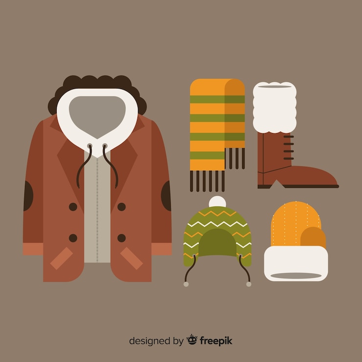 무료 Vector 겨울 평평한 옷 팩
