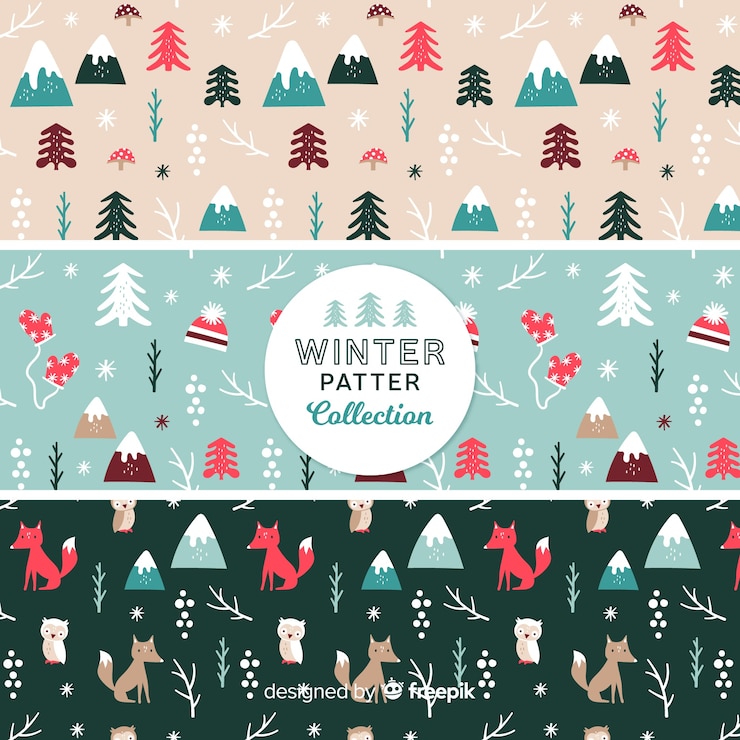 Free Vector winter flat pattern collection