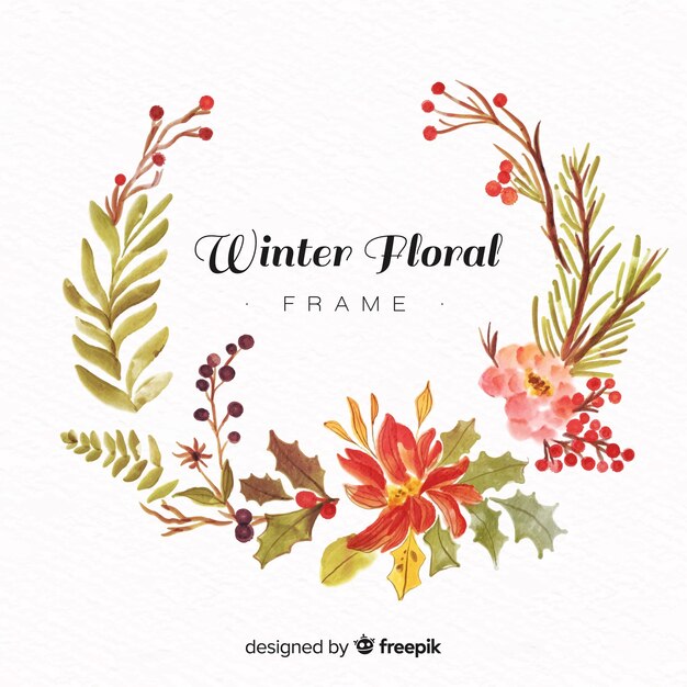 Winter floral frame