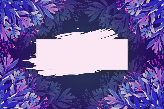 Winter flowers background with empty badge