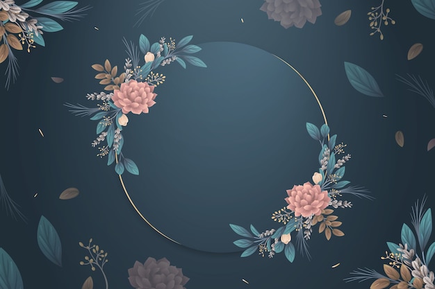 Winter flowers wallpaper with empty badge