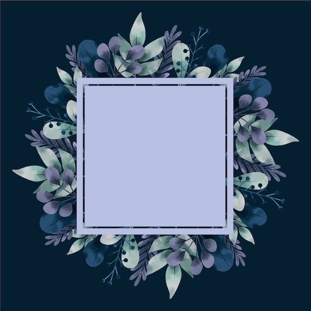 Free vector winter flowers with empty banner hand drawn