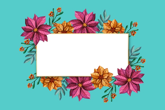 Free vector winter flowers with empty banner