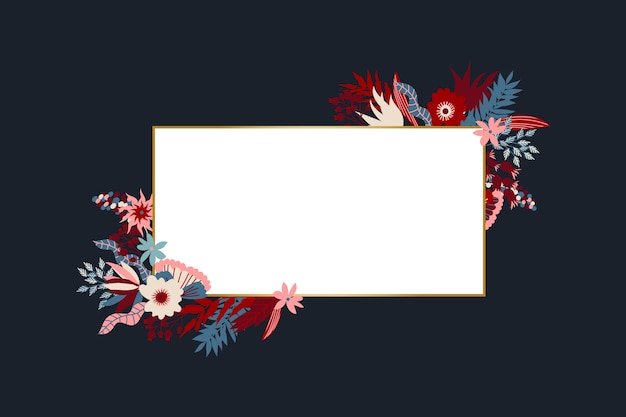 Free vector winter flowers with empty banner